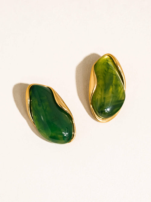 Collectique 18K Gold Non-Tarnish Resin Drop Earrings Earring Flânerie by MAIQ Green Collectique Green Flânerie by MAIQ Earring 18K Gold Non-Tarnish Resin Drop Earrings