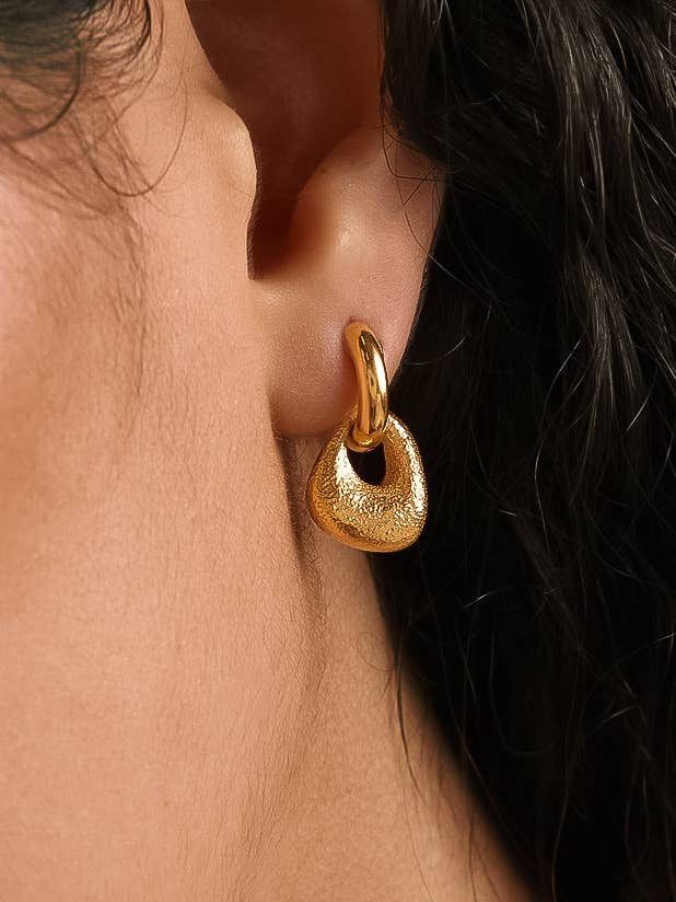 Amoret 18K Gold Non-Tarnish Modern Textured Earrings