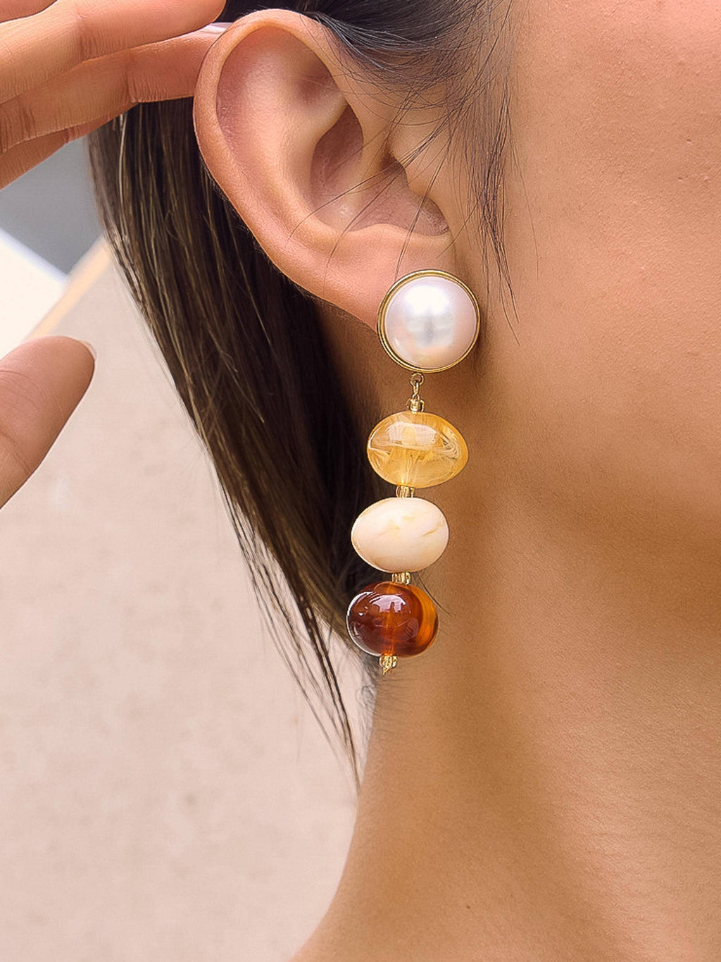 Alani 18K Gold Non-Tarnish Vintage Pastel Beaded Earring