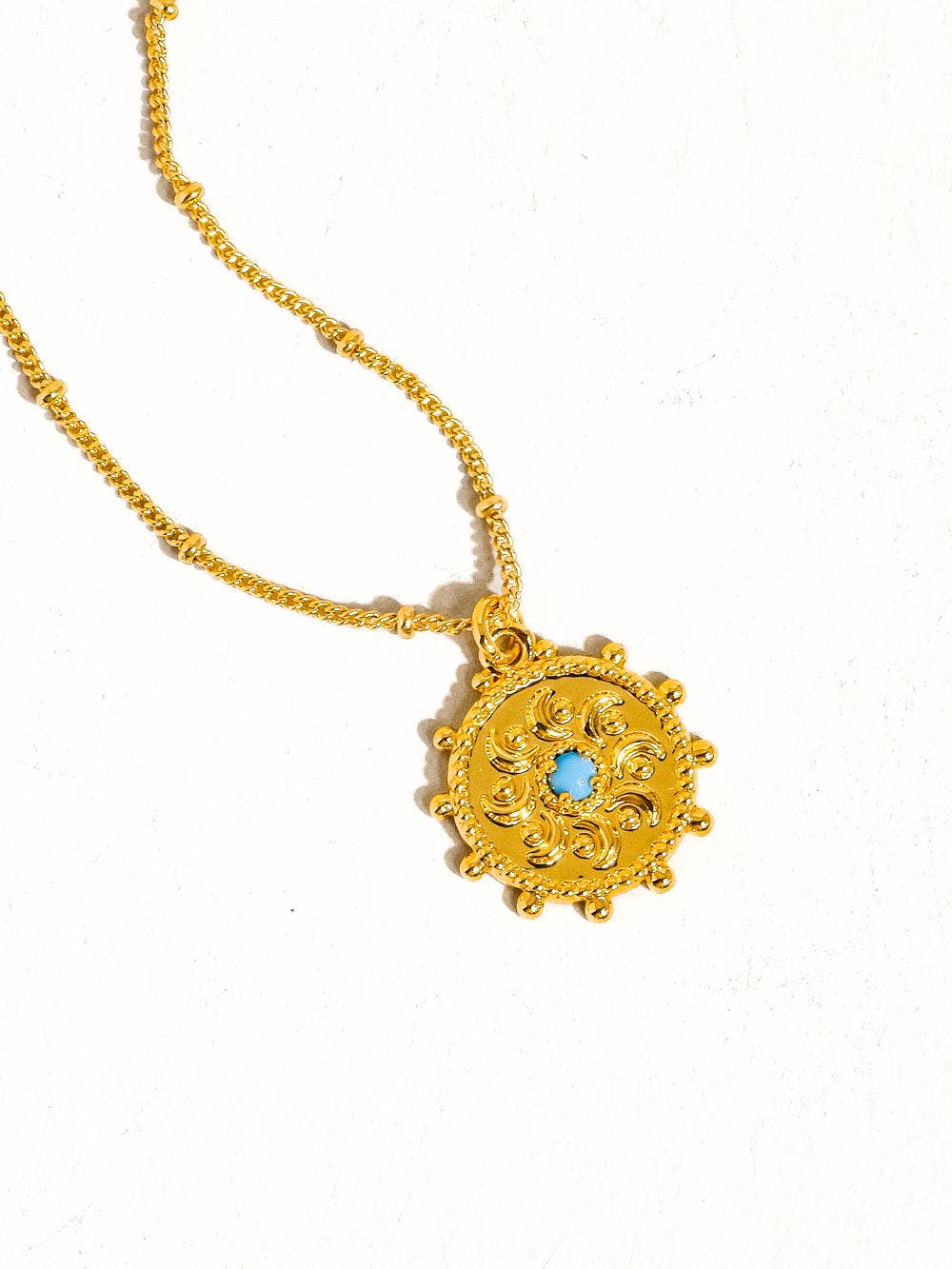 Collectique Stassie 18K Gold Turquoise Stone Sun Necklace Necklace Flânerie by MAIQ Yellow Gold Collectique Yellow Gold Flânerie by MAIQ Necklace Stassie 18K Gold Turquoise Stone Sun Necklace