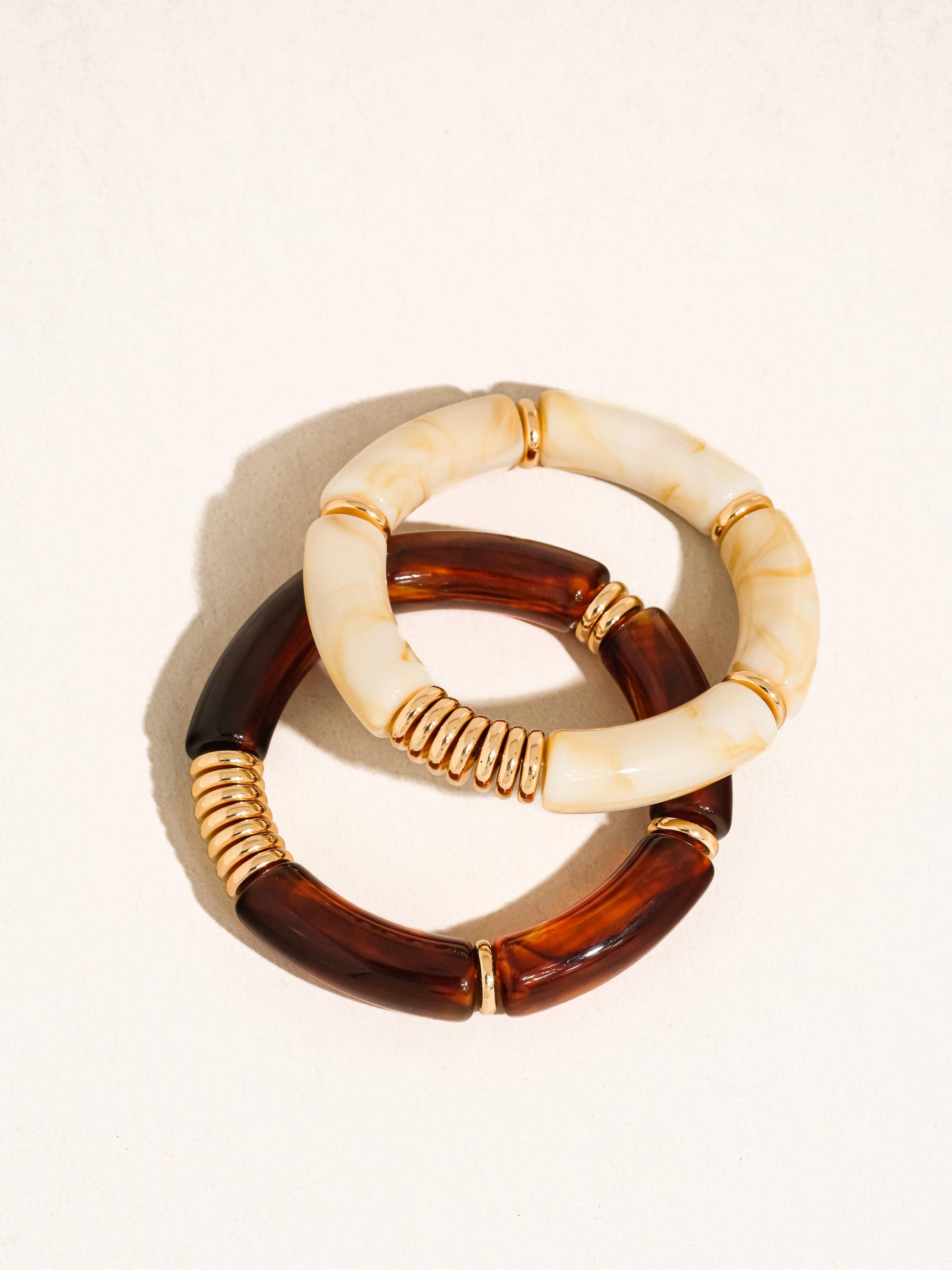 Cove 18K Gold Non-Tarnish Chunky Resin Bangle Set