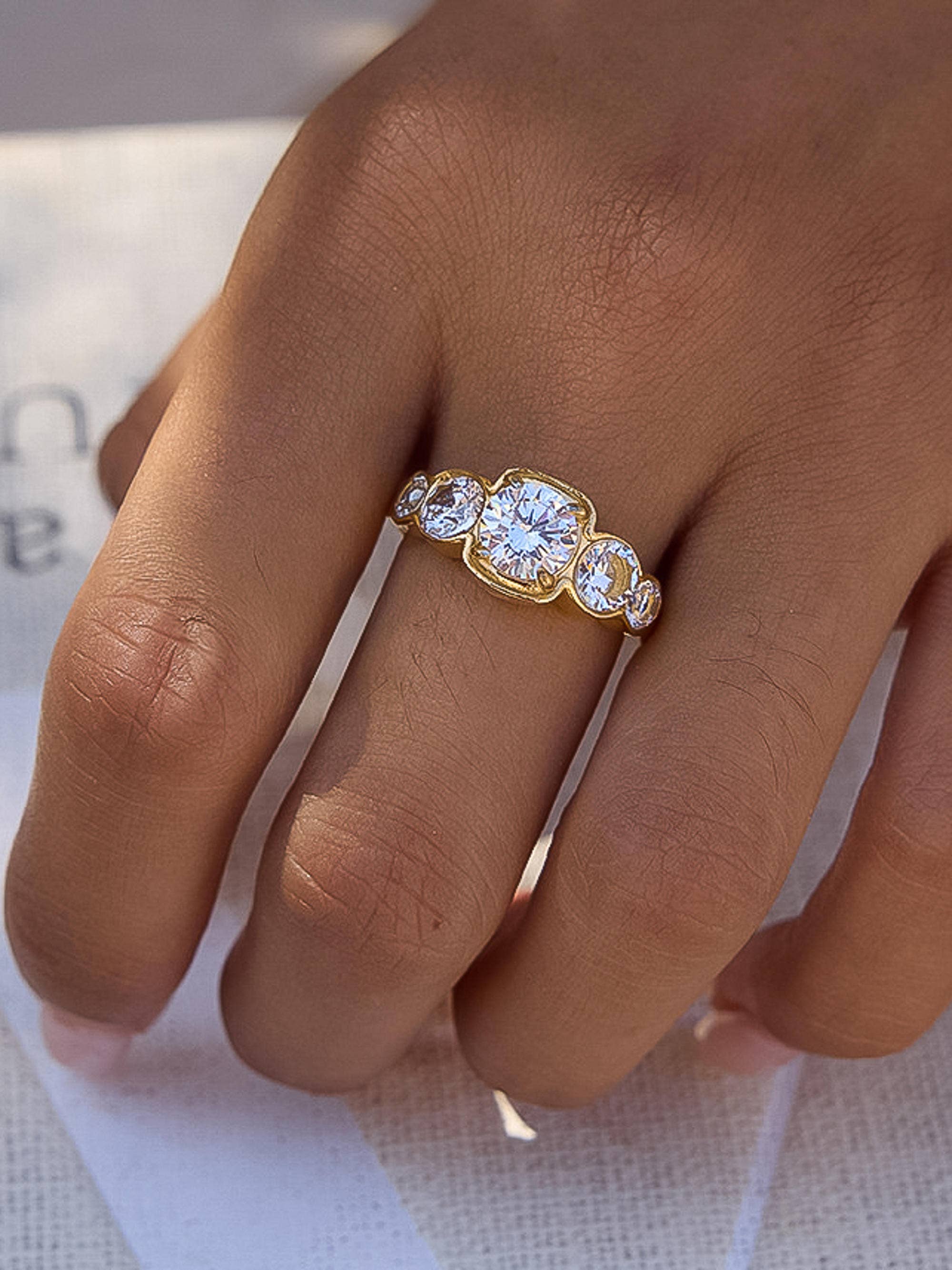 Irid 18K Gold Non-Tarnish Multi CZ Statement Ring