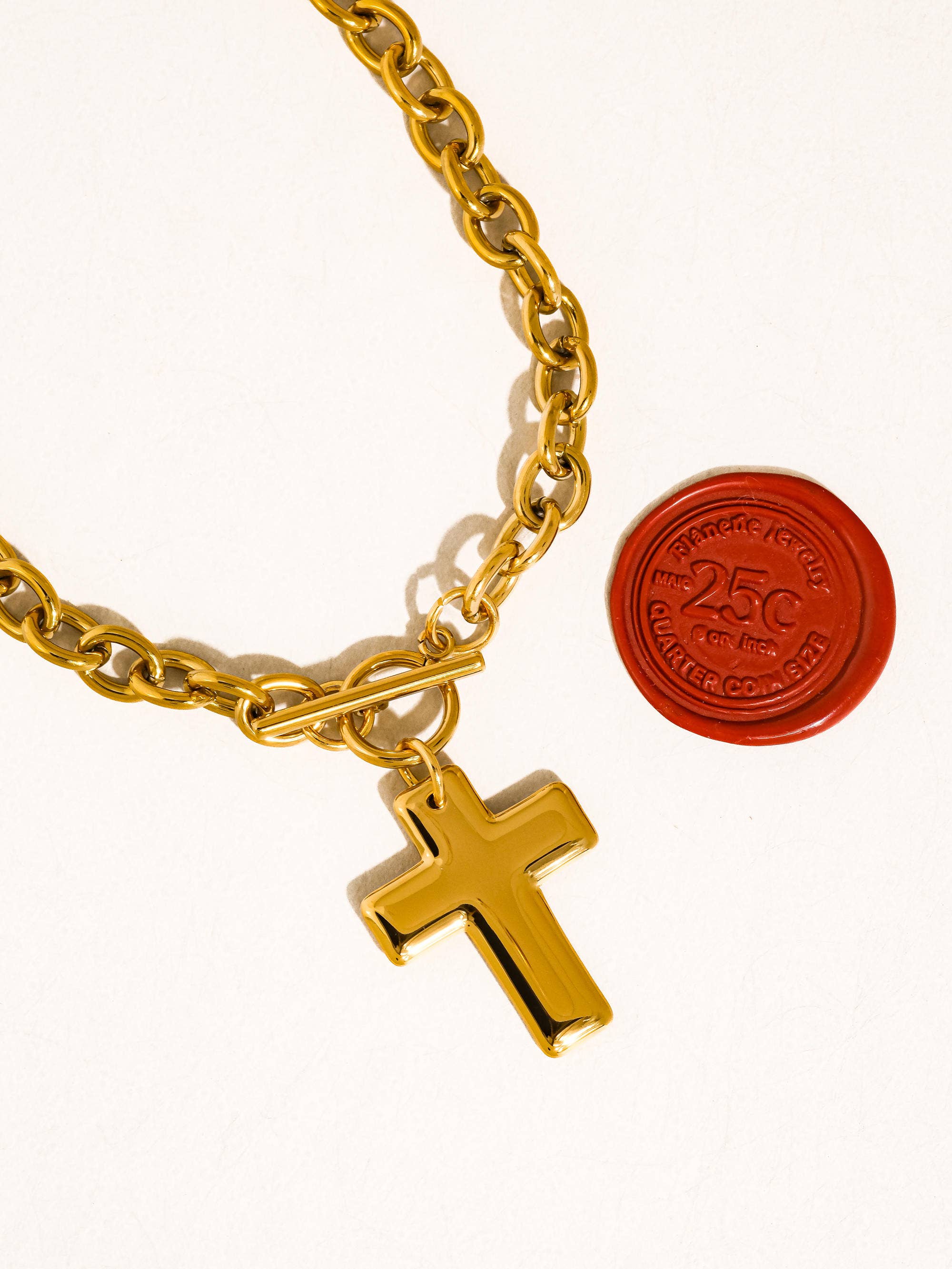 Trinite 18K Gold Non-Tarnish Cross Pendant Necklace