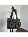 Cosbai - Retro Plaid Shoulder Bag