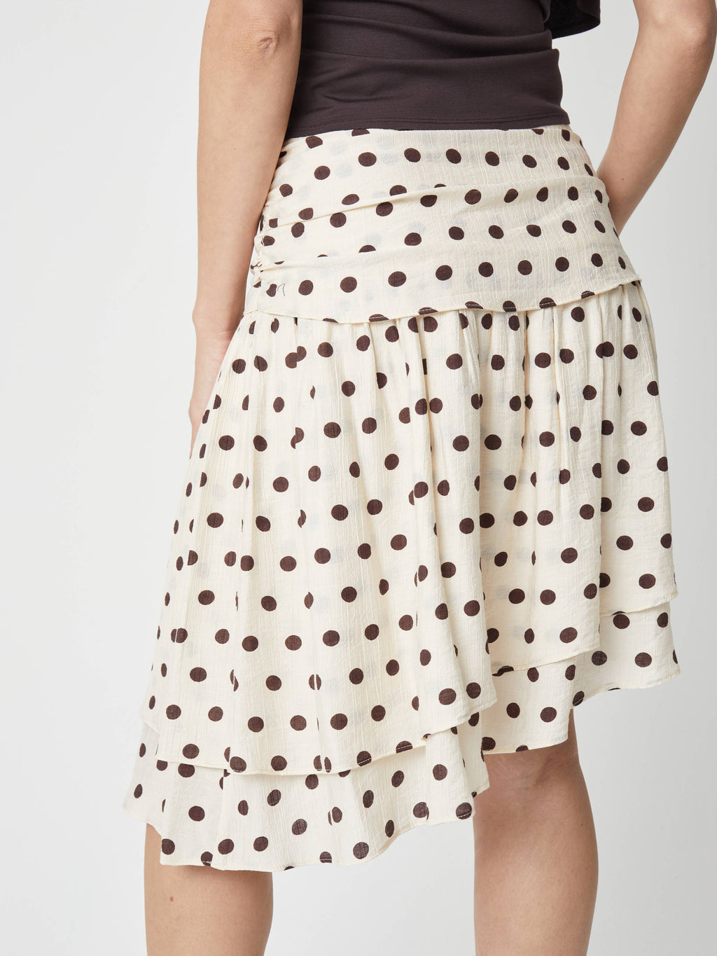 The Ameya Skirt | Polka Dot Asymmetrical Knee Length Layered