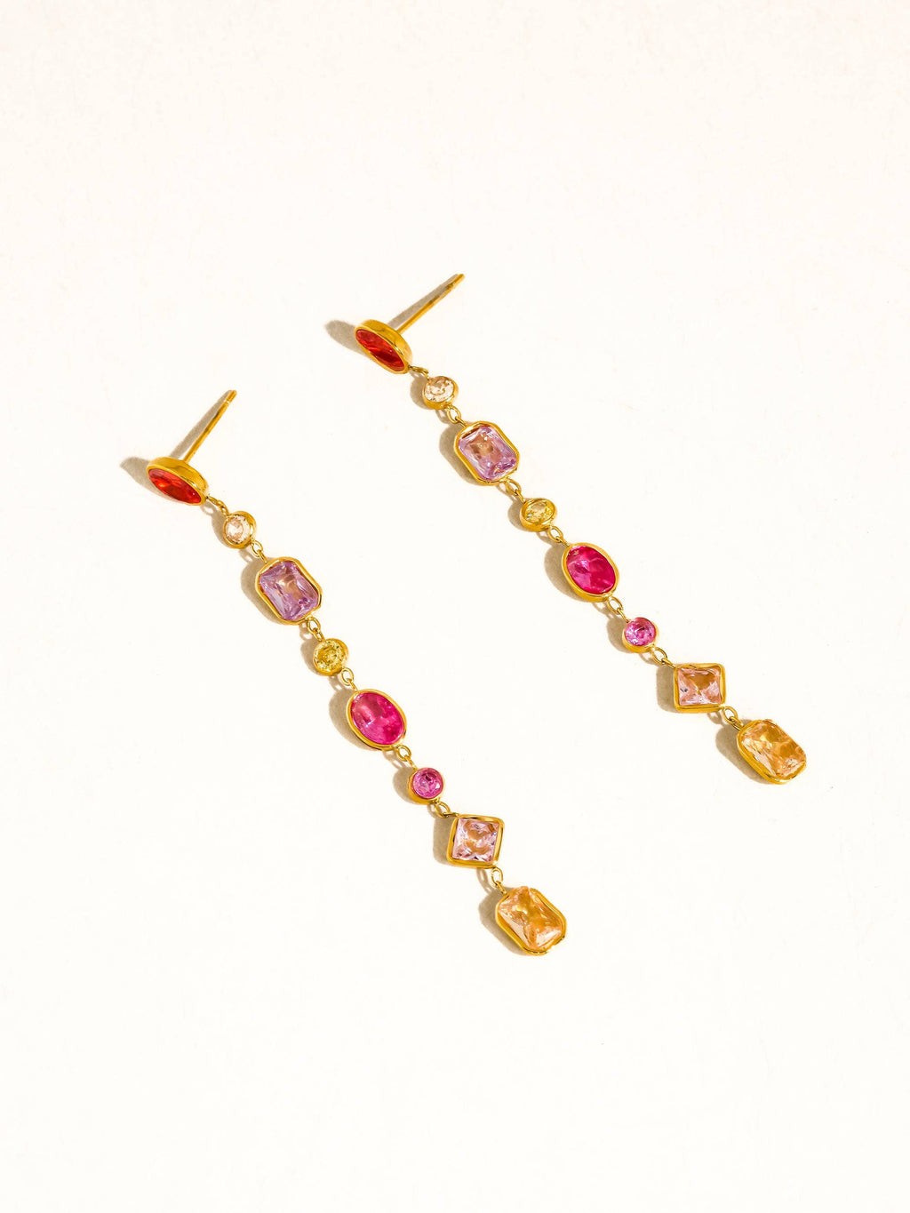 Islaine 18K Gold Non-Tarnish Multicolor CZ Drop Earrings