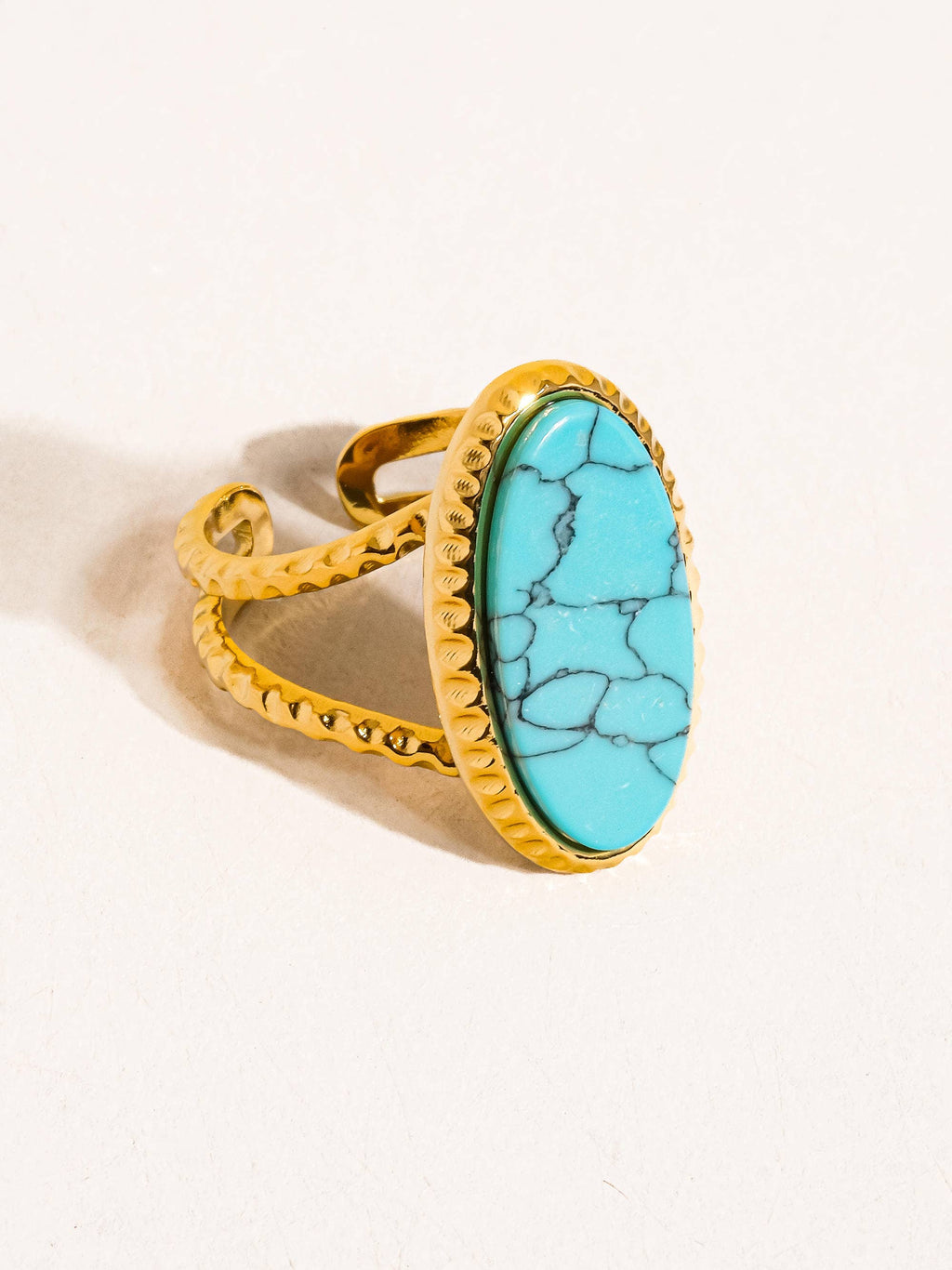 Collectique Ashwin 18K Gold Non-Tarnish Natural Stone Ring Rings Flânerie by MAIQ Turquoise Collectique Turquoise Flânerie by MAIQ Rings Ashwin 18K Gold Non-Tarnish Natural Stone Ring