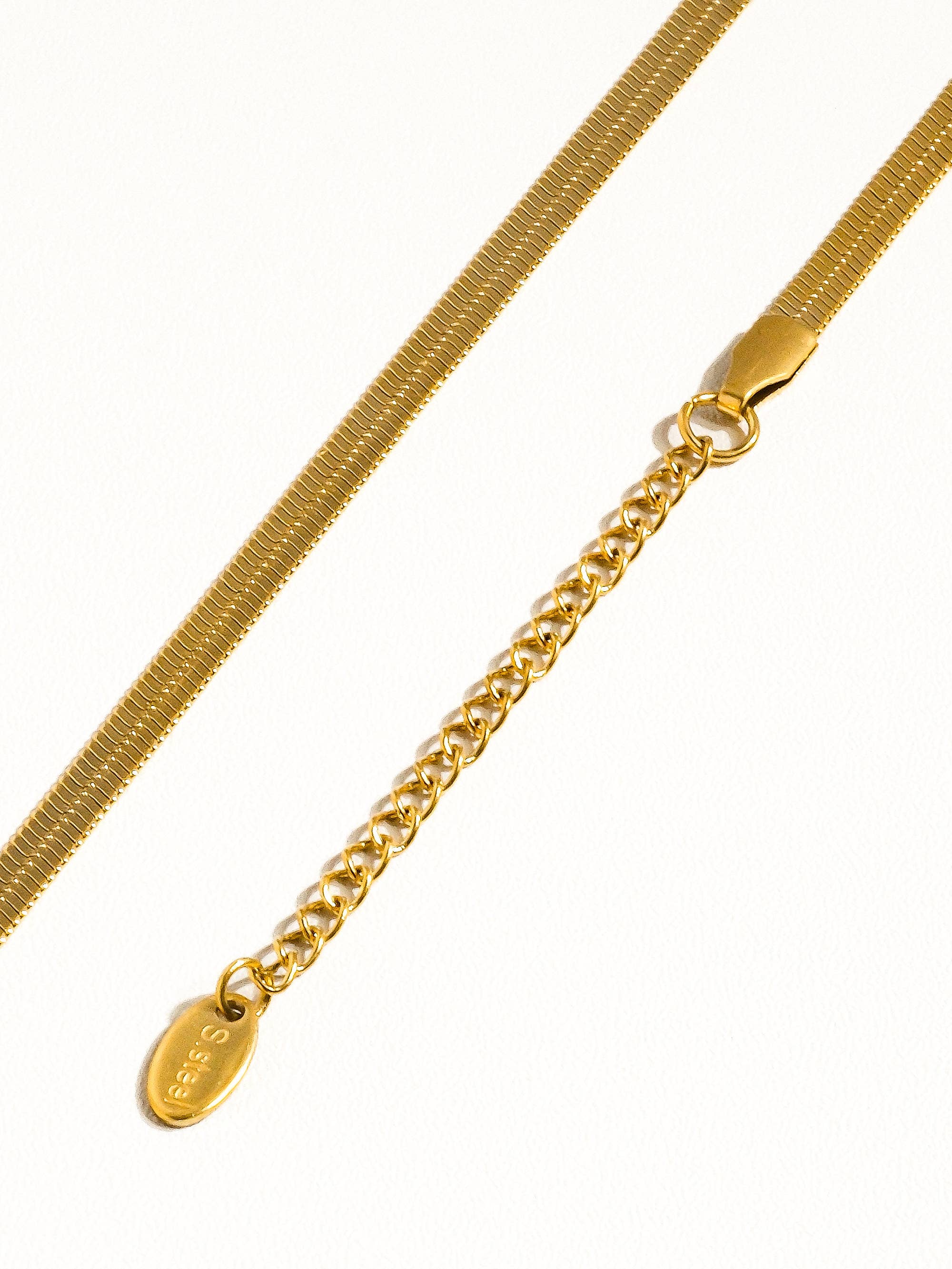 Collectique 18K Gold Non-Tarnish Flat Snake Chain Necklace & Bracelet Bracelets Flânerie by MAIQ Yellow Gold / Sylvie Necklace Collectique Yellow Gold / Sylvie Necklace Flânerie by MAIQ Bracelets 18K Gold Non-Tarnish Flat Snake Chain Necklace & Bracelet